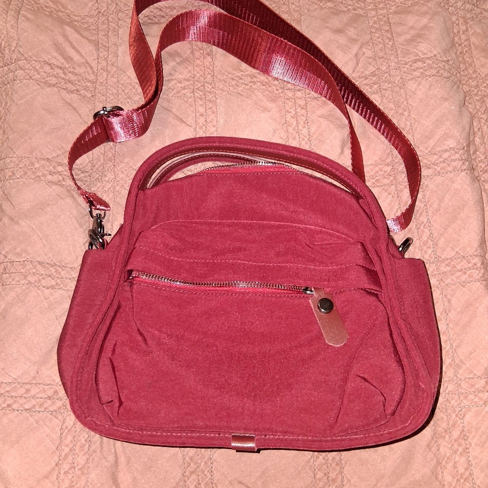 Burgandy wine crossbody bag with handles